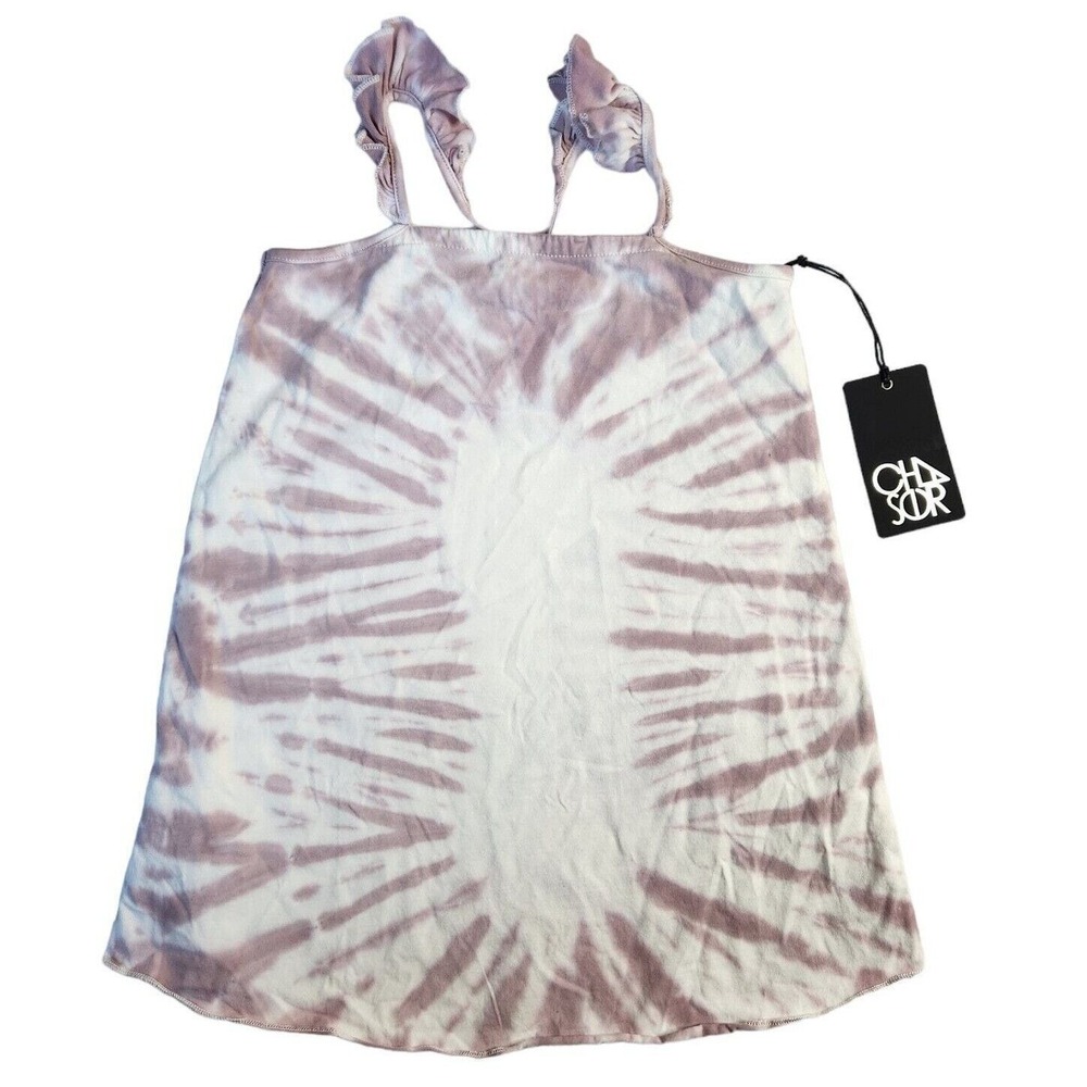 Chaser Purple Tie Dye Tank Top Ruffle Strap Sleeveless Casual Summer Boho Size 6